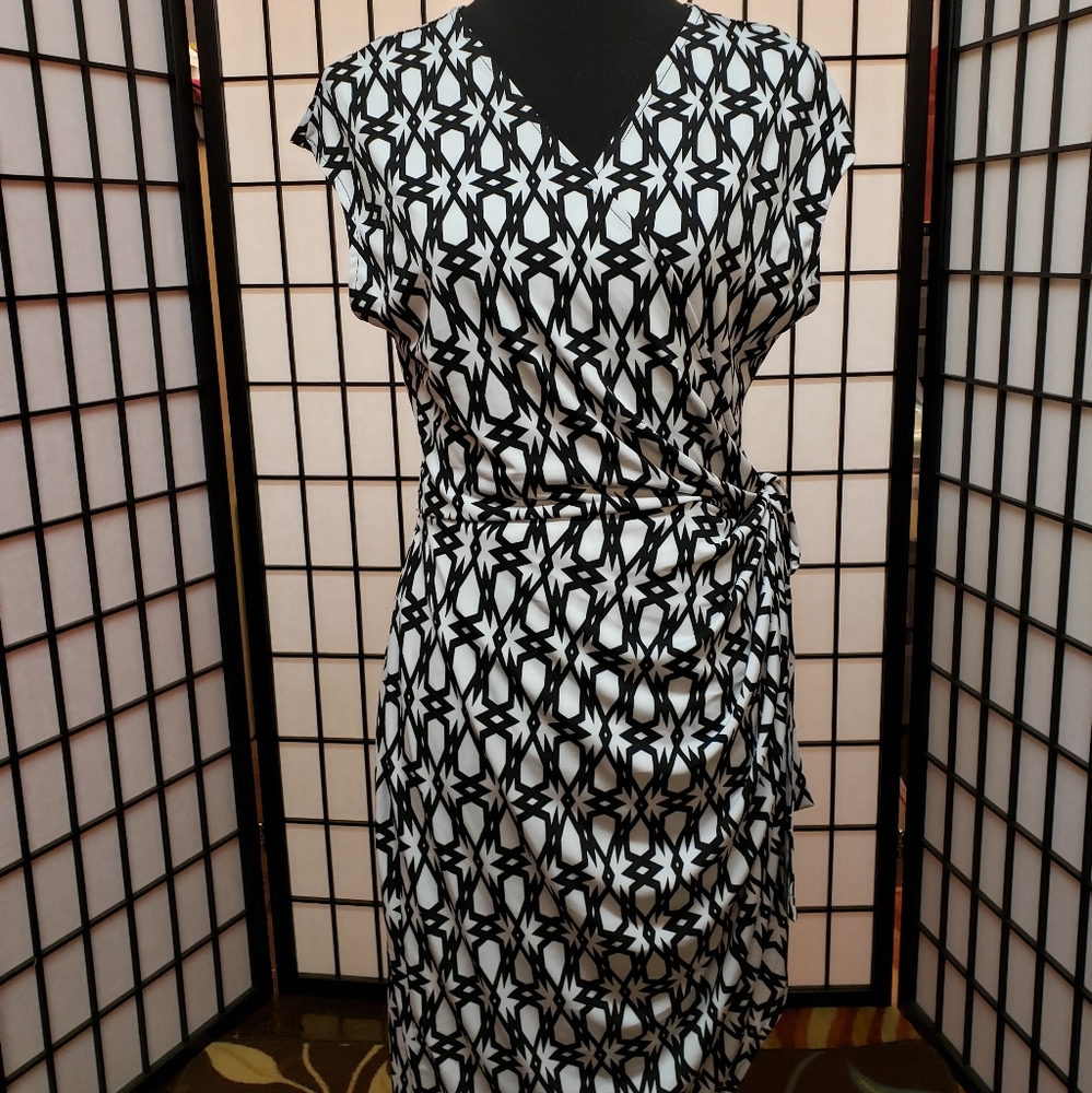 Black and white wrap dress